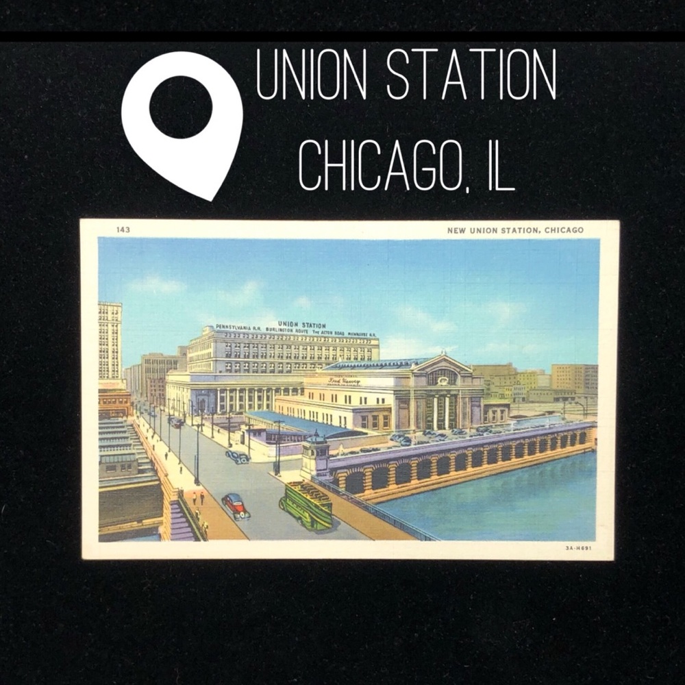 Vintage Union Station Chicago Postcard Art